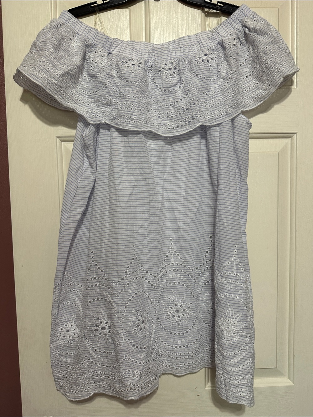 Umgee Light Blue One-Shoulder Eyelet Sundress